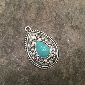 CLEARANCE Tibetan Style Turquoise and antique silver pendants with great detail perfect for jewelry making