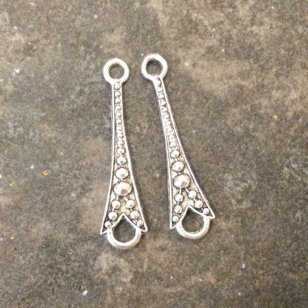 Marcasite look long earring connectors package of 2 Vintage look charms