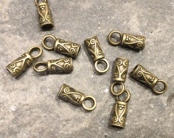 10 or 100 Cord Ends 2mm Terminators Bronze