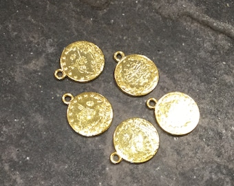 Charms for Necklace Bracelet Anklet Making 10 pcs 23 x 19 x 2 mm Wholesale Metal Gold Conf Oe Deratio 1973 Swiss Warped Coin Charms