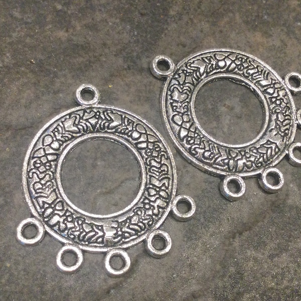 SPECIAL BUY Chandelier earring findings One pair Antique Silver embossed filigree pattern