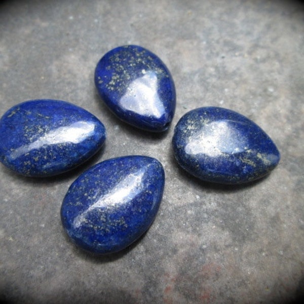 Lapis Lazuli Teardrop Briolette Beads Set of 4 Beautiful Quality flawless stones 3/4" in length