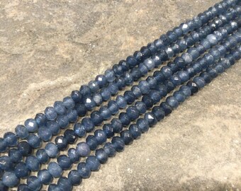 Smoky blue Malaysian Jade gemstone beads Faceted rondelle gemstone beads 14 inch strand of 4mm beads
