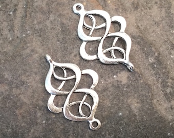 Silver filigree quatrefoil connectors for jewelry making Earring Connectors Tassel holders package of 2