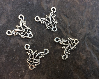 Silver  Filigree Y necklace connector package of 4 necklace or bracelet connectors