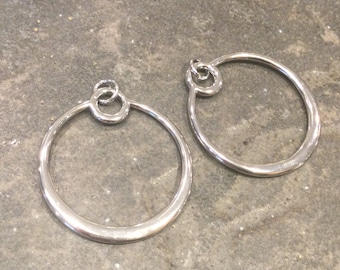 Circle pendants in shiny silver finish package of 2 great for earrings