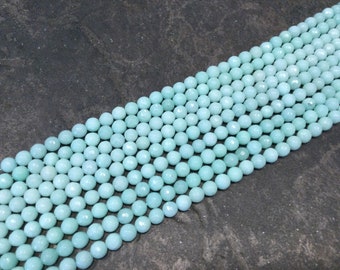 Amazonite blue 6mm genuine Malaysian Jade gemstone Beads Full 14” strand for jewelry making