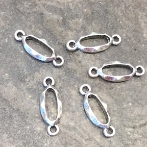 Oval Tibetan style Connectors with hammered finish package of 5 perfect for necklace and earring connectors