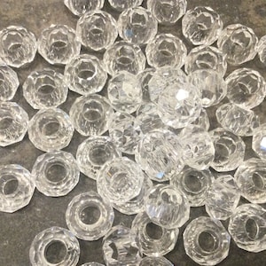 SPECIAL BUY Clear crystal large hole Rondelle beads for European bracelets Package of 10 faceted glass beads