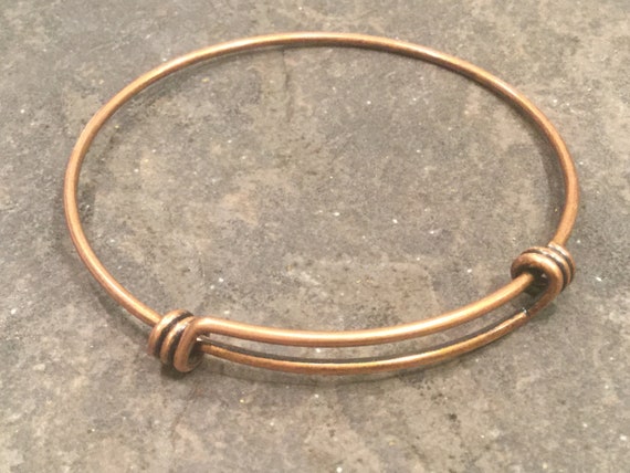 Antique Copper adjustable bangle bracelets 2 1/2" Copper finish with black patina