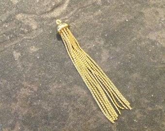 Long Antique Gold Tassel Pendants gold Finish metal chain tassel charms 55mm beautiful quality