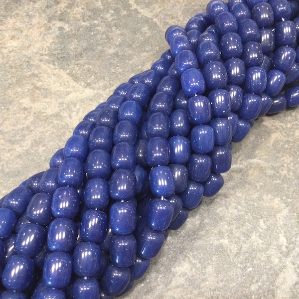 Navy Blue glass oval barrel beads 15” strand Beautiful color! Great for Spring projects