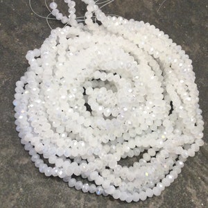 CLEARANCE Opaque White With Pearlized AB Finish Faceted Crystal