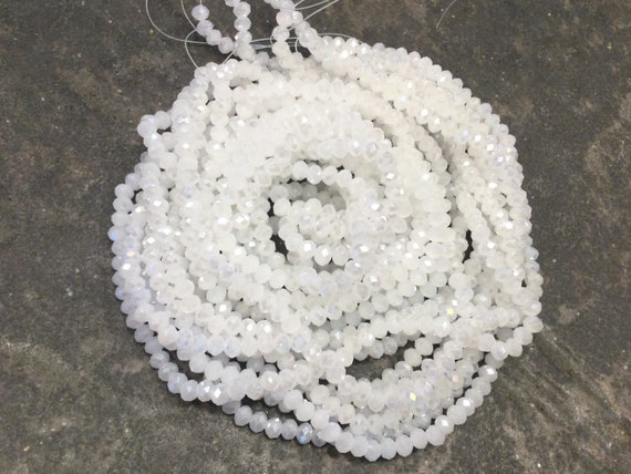 CLEARANCE Opaque White With Pearlized AB Finish Faceted Crystal