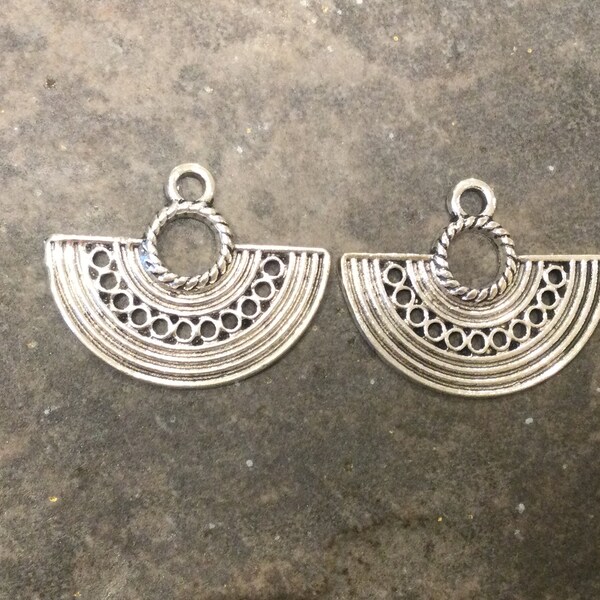 Boho Tribal style crescent shape pendants  Great for earrings Package of 2 Charms