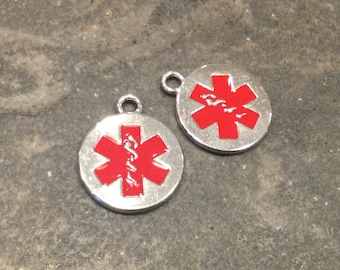 Medical Alert Charms package of 2 double sided charms Generic medical alert charms for medical alert jewelry