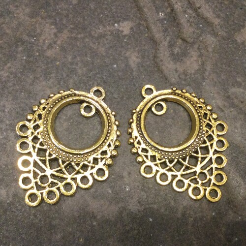 Round Filigree Chandelier Earring Forms Package of One Pair Etsy