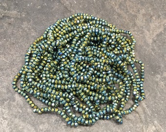 CLEARANCE Blue Green metallic faceted crystal rondelle beads 2.5mm Full strand of 190 pieces