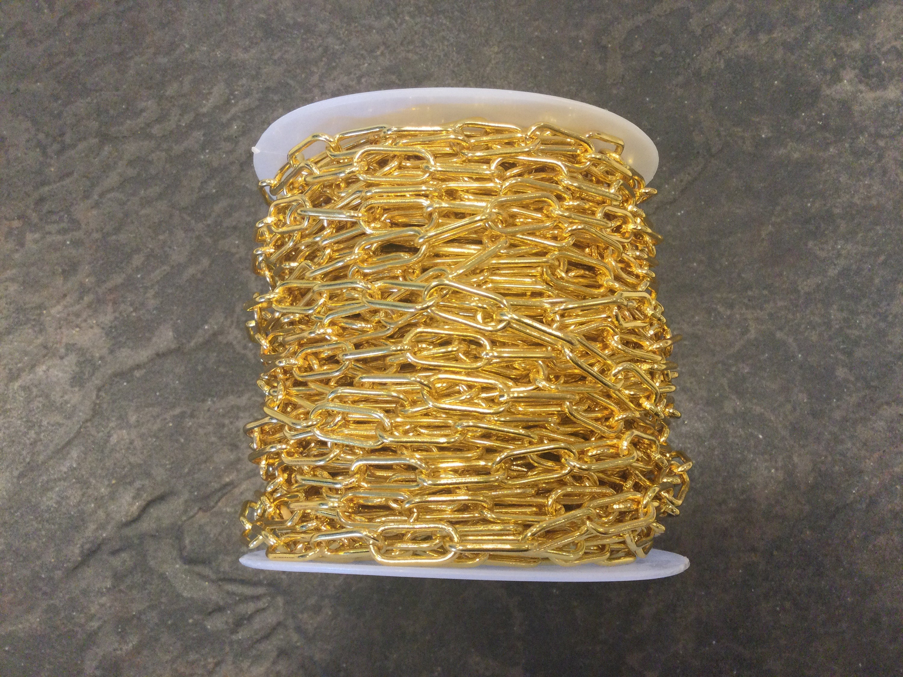 Gold paper clip style loose chain for jewelry making 3 feet Etsy