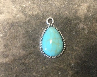 Tibetan Turquoise pendants with Resin cabochon Teardrop shaped Turquoise pendant charms for jewelry making