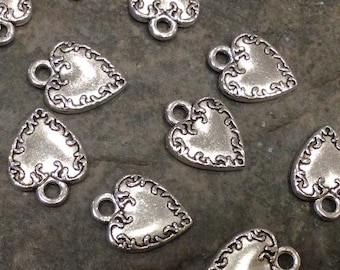 SPECIAL BUY Silver Heart Charms Package of 10 charms or pendants Small Heart Charms great for Mother’s Day