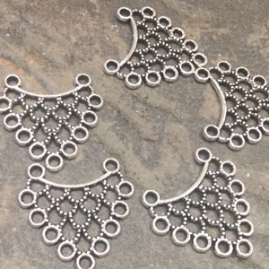 CLEARANCE Silver Filigree Y necklace connector package of 5 antique silver necklace connectors