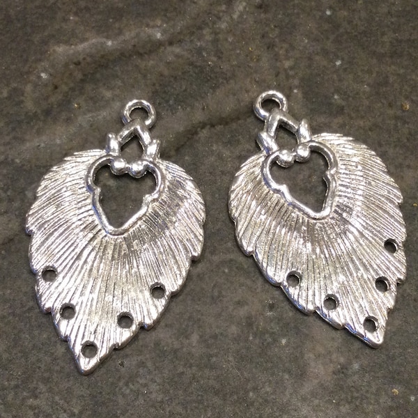 SPECIAL BUY Bright Silver Leaf style earring connectors Package of one pair