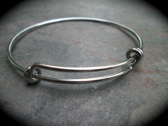 Double loop expandable wire bangle bracelet blanks in rhodium finish Beautiful Quality! 65mm