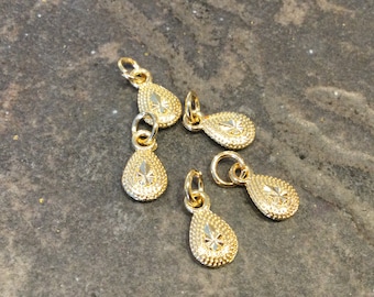 Brass Teardrop Charms with antique gold finish Package of 5 charms perfect for earrings