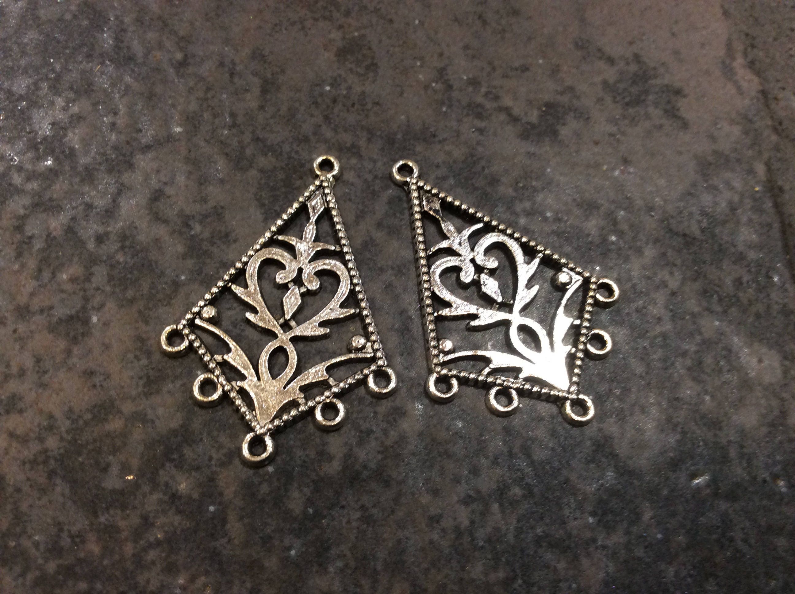 Silver Filigree Chandelier Earring Findings Package Of 2 Boho Zoom