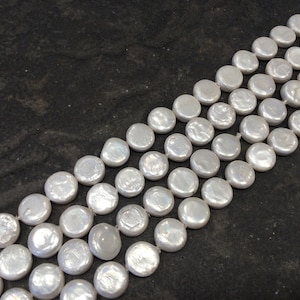 Small Shell  Coin Pearl strands for jewelry making 15” Strand 8mm