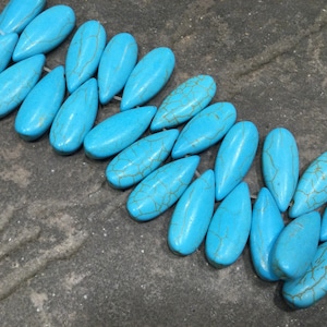 CLEARANCE Turquoise Howlite gemstone Teardrop Briolette Beads Set of 10 Beautiful Quality stones 25 x 10mm