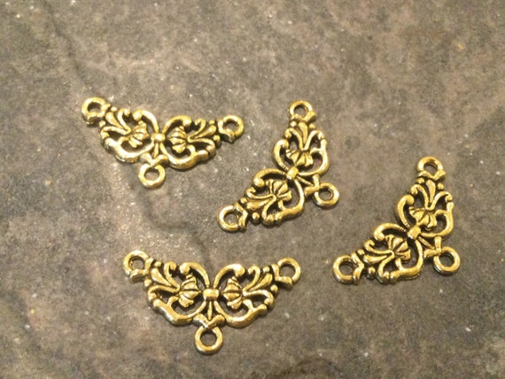 Antique Gold Filigree Y Necklace Connector Package of 4 Necklace