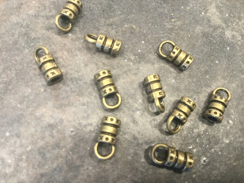 Leather cord ends in antique bronze finish Fits up to 2mm cord Etsy