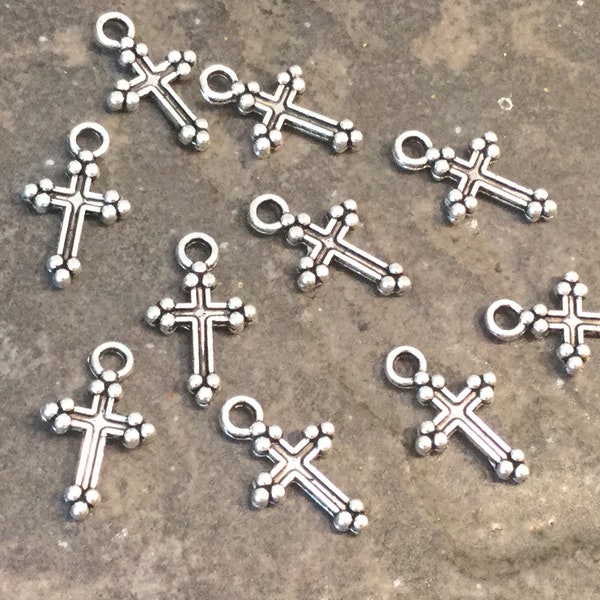 Small ornate cross charms package of 10 filigree cross charms Religious Christian great for adjustable bangle bracelets