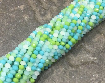 CLEARANCE Ocean Colors Multi color pearl luster faceted crystal rondelle beads 3.2mm full 17” strand of 180 pieces