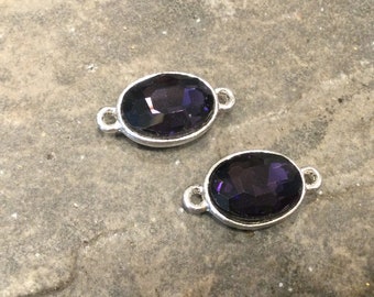 Violet Purple Bezel Set Faceted Rhinestone Connectors Package of 2 connectors