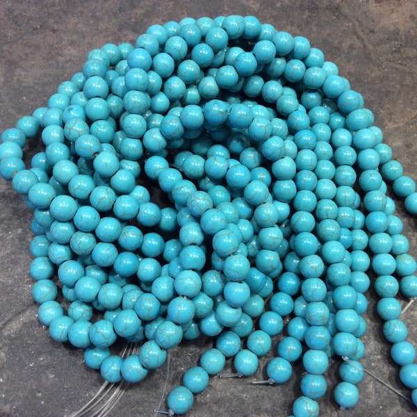 SPECIAL Turquoise Howlite Beads 8mm Full 15” Strand BARGAIN PRICE!