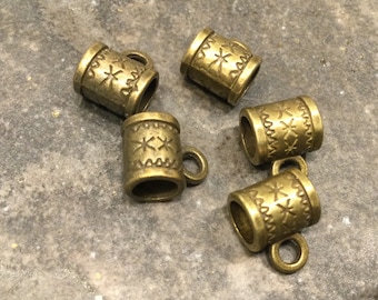 Antike Bronze große Loch Ösen mit Tribal design Paket von 5 Ösen oder Charmehalter Passend für europäische Armbänder