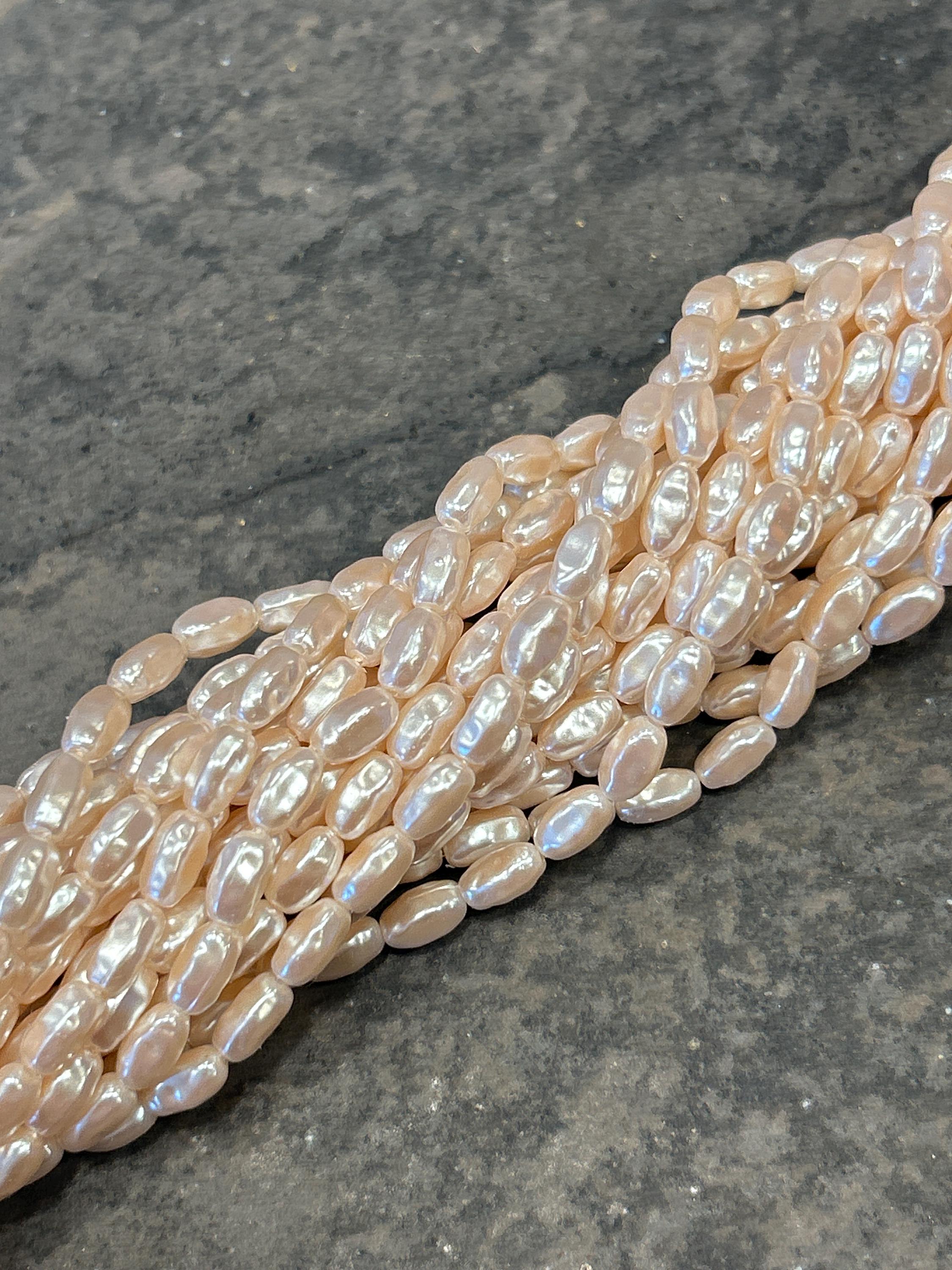 Vintage Creamy White Baroque Faux Rice Pearl Strands From Japan One ...