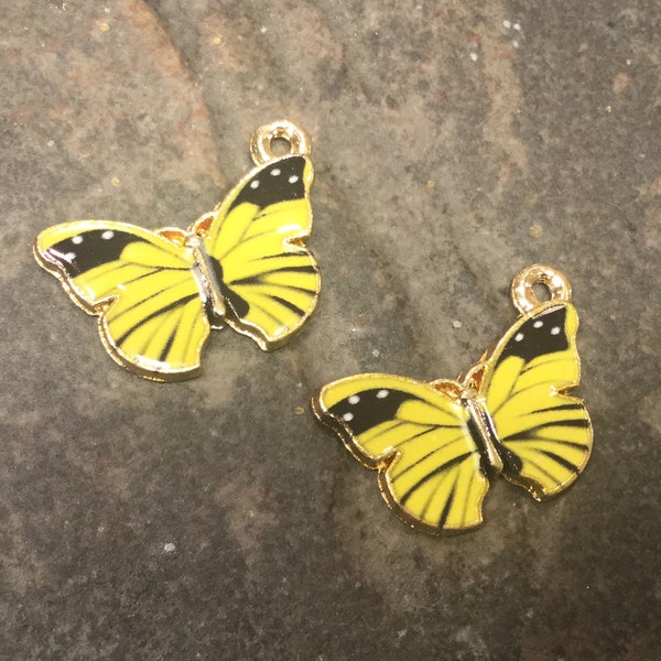 Enamel Butterfly charms package of 2 charms perfect for adjustable bangle bracelets  Great Quality