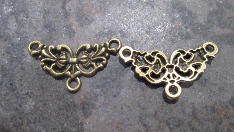 Bronze Filigree Y necklace connector package of 4 necklace or bracelet connectors