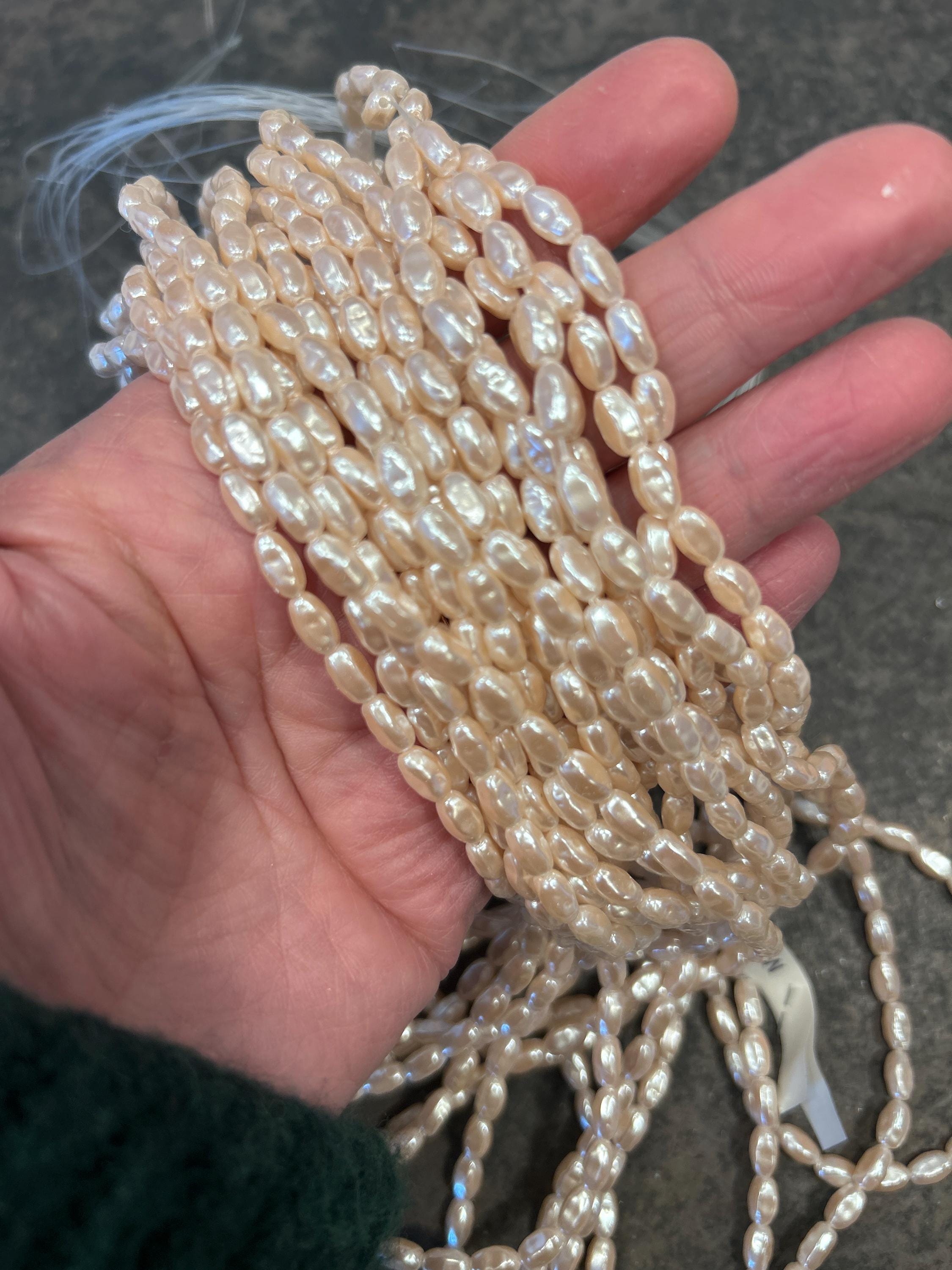 Vintage Creamy White Baroque Faux Rice Pearl Strands From Japan One ...