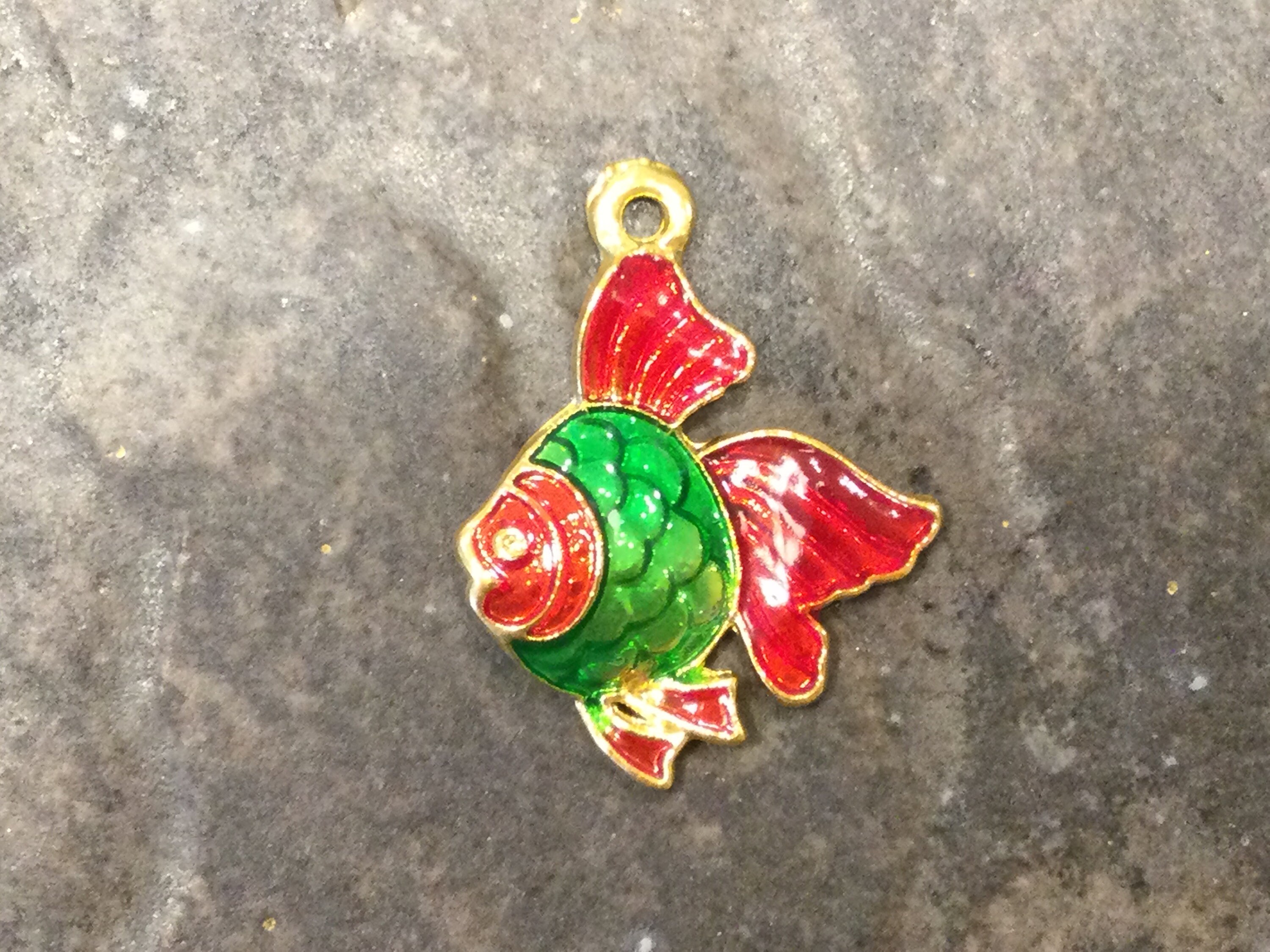 Enamel Fish Charms Package of 3 Charms gold finish Beach Theme Etsy