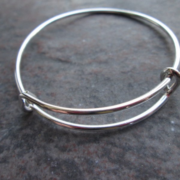 Child Size Adjustable Bangle Bracelet 2" diameter Children's bangle bracelet expandable bangle High Quality Shiny Silver finish