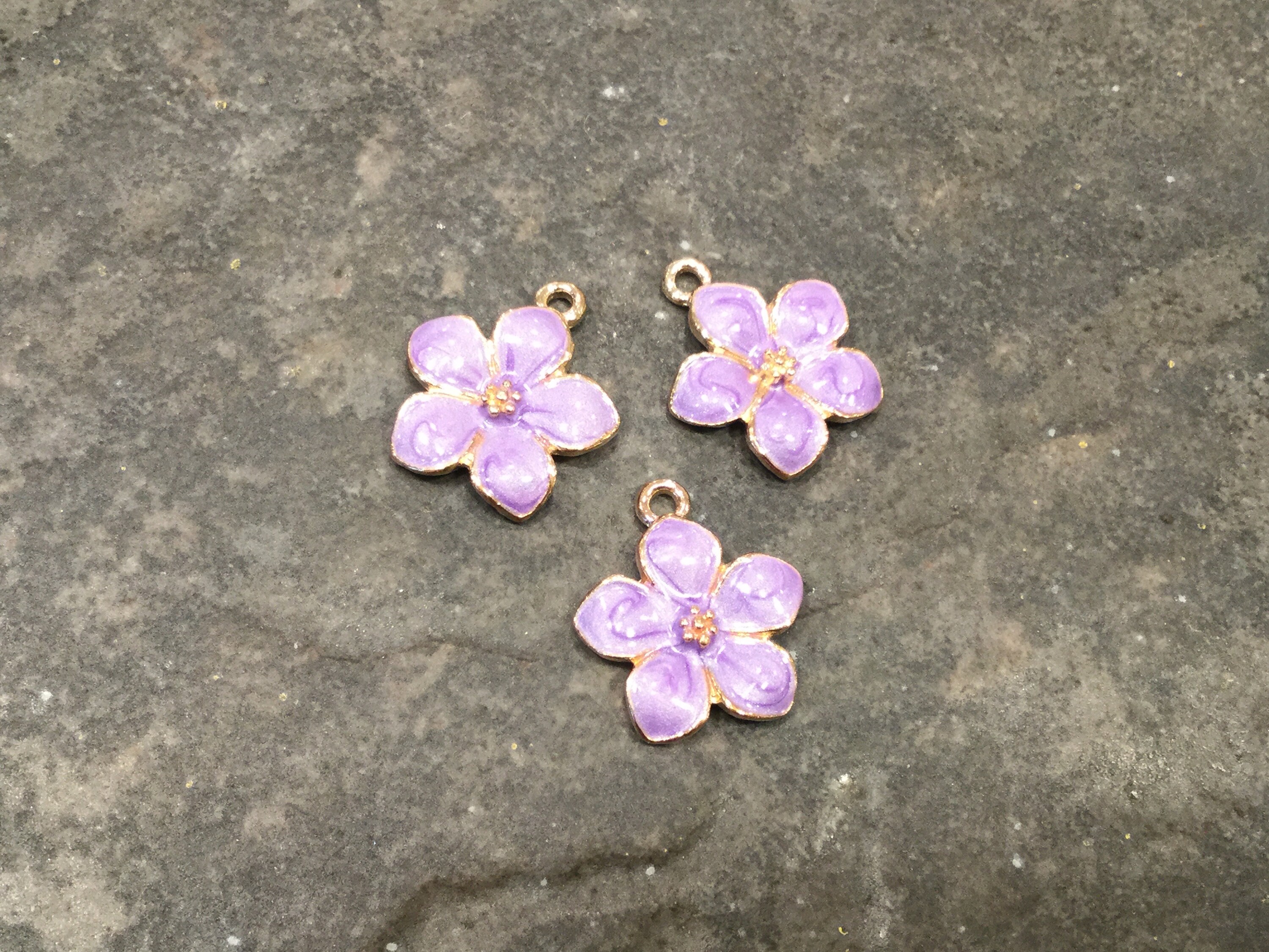 Spring Charm CLEARANCE Spring Flower Charms in Gold Finish With Purple Enamel Detail ...