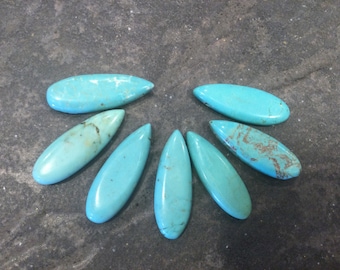 Elongated Turquoise teardrop briolette beads Package of 2