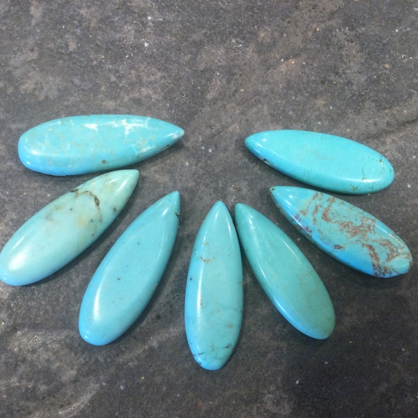 Elongated Turquoise teardrop briolette beads Package of 2