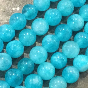 Hilo de 15 pulgadas con cuentas de cuarzo azul cielo de 6 mm para la elaboración de joyas. ¡Color precioso!