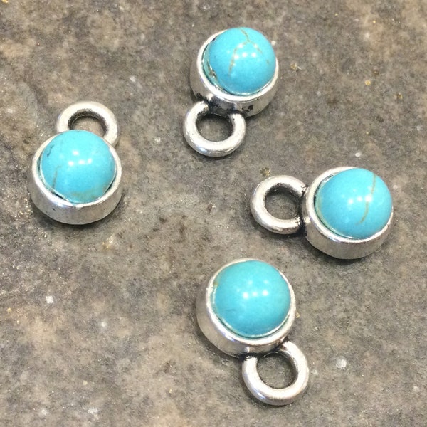 Blue Turquoise dangle charms package of 4 charms Great for earrings!